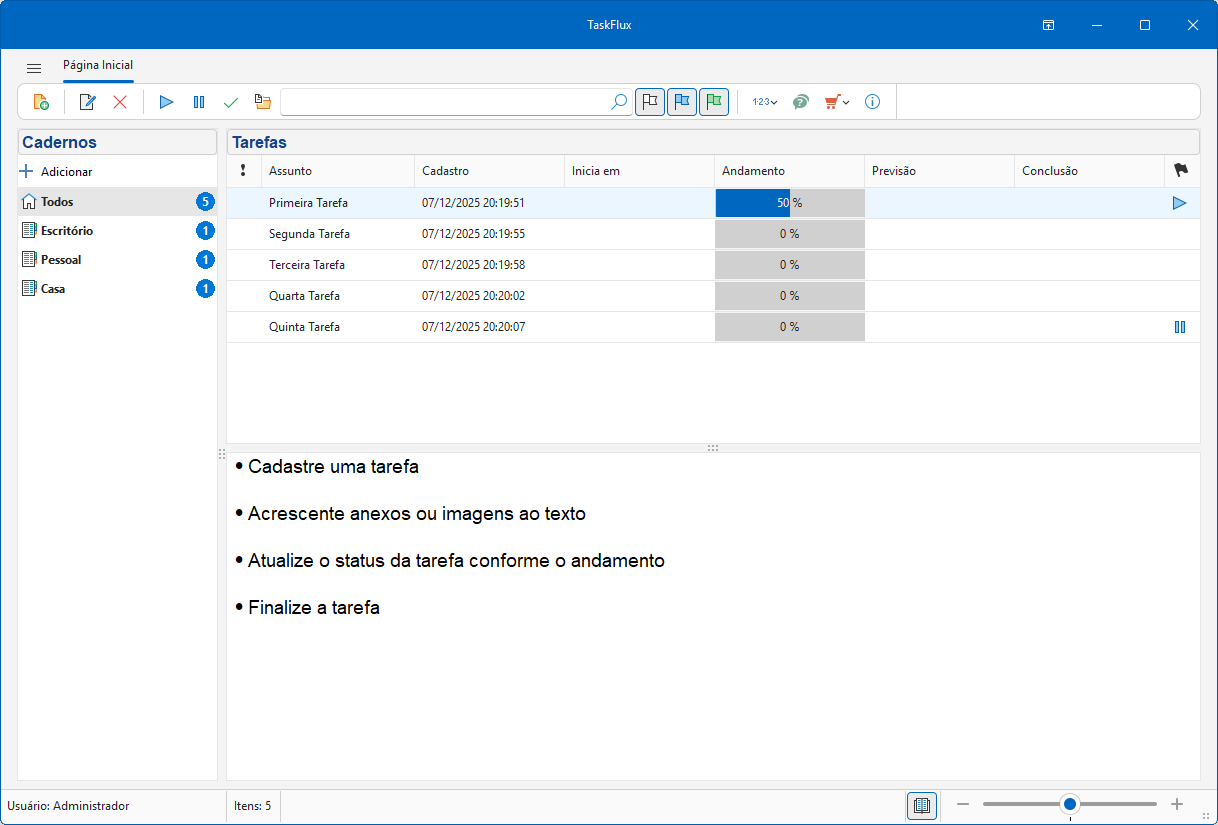 Interface do TaskFlux
